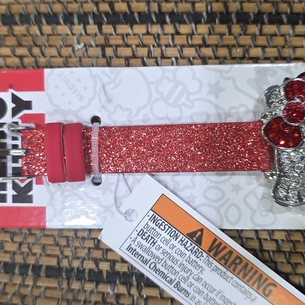 Hello Kitty Red Glitter & Rhinestone LED Watch - Picture 4 of 7